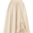 GOLDSTITCH Women's Victorian Dress Renaissance Medieval Costume Corset Ruffle Maxi Dress for Women (Apricot, Small)