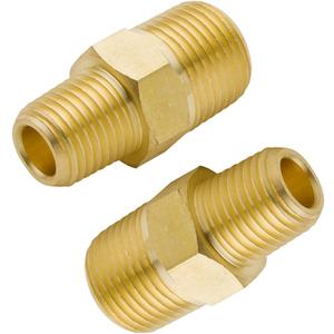 Legines Brass Reducing Hex Nipple, 1/2" NPT Male x 3/8" NPT Male Straight Connector Pipe Fitting 1200psi (Pack of 2)