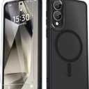 for Samsung Galaxy S25 Edge Case, Matte Magnetic Phone Case with 1 Screen Protector, Support for Magsafe, Translucent Frosted Shockproof Protective Cover for Samsung Galaxy S25 Edge, Black