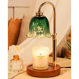 Candle Warmer Lamp, Gold Candle Lamp Warmer with Timer & Dimmer with 2 Bulbs, Birthday Gifts for Women Mom, Valentines Gifts, House Warming Gifts New Home Bedroom Decor, Height Adjustable (Green)