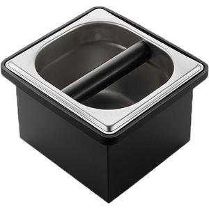 Coffee Knock Box, Stainless Steel Coffee Espresso Knock Box Coffee Grounds Bin with Noise Reduction Rubber Ring, Barista Espresso Machine Accessories (Medium)