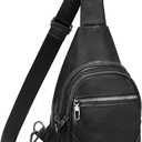 JASGOOD Anti Theft Crossbody Travel Bag for Women Men PU Leather Sling Bag with Adjustable Strap