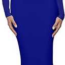 Caracilia Womens Off the Shoulder Bodycon Maxi Dress Fall Sexy Elegant Long Sleeve Ruched Club Party Formal Cocktail Dresses Royal Blue Medium