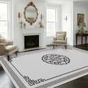 Area Rugs, Low-Profile Non-Slip Modern Carpet for Living Room and Bedroom, Lightweight Easy Clean Rug for Dining Room, Hallway,Pet Room (8x10 Ft Grey Modern A-06 Area Rug)