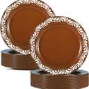 Yungyan 50 Pcs Plastic Plates Party DecorationDinnerware Plastic Plates Cinco De Mayo Birthday Party Decoration(7inch,Brown,100)