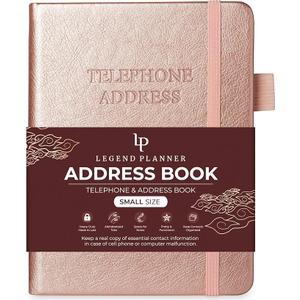 Legend Planner Address Book with Alphabetical Tabs Telephone Contacts Book for Phone Numbers, Addresses, Passwords, Medium (Medium (5.2" x 7.7")