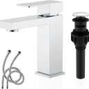 KENES Chrome Bathroom Faucet Single Handle Bathroom Sink Faucet Lavatory Vanity Faucet with Pop Up Drain & Water Supply Lines LJ-9031-5