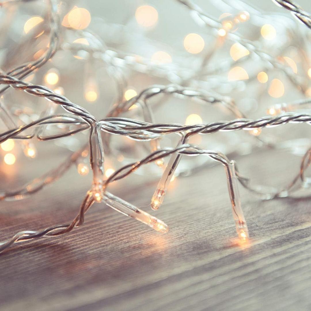 Brightown 1 Pack LED Fairy Lights Battery Operated String Lights - 10 ft Waterproof Silver Wire Firefly Starry Moon Lights for DIY Crafts Wedding Table Centerpieces Party Bedroom Christmas