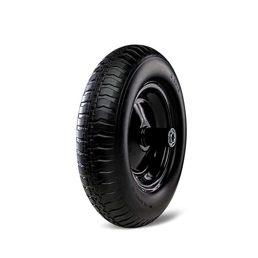 Taifa 14 Inch 2 PC Solid Flat Free Replacement Tires and Wheels 3.50-8 with 5/8'' Bearing, Air Less Wheel for Wheelbarrow/Wagon/Hand Truck/Trolley/Garden Scooter etc.