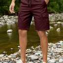 JMIERR Mens Casual Twill Cargo Shorts Cotton Drawstring Classic Cargo Stretch Short with 6 Pockets (Red, XXL)