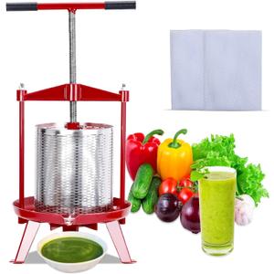 3.69 Gal Stainless Steel Fruit and Wine Press, Manual Fruit Wine Press, With T-Handle, Stable Triangular Structure, Wine Making Press for Outdoor, Kitchen