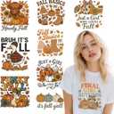 Fall Iron on Transfers, 9 Sheets DTF Transfers Ready to Press Washable Stickers Iron on Decals for T Shirts Hoodie Clothes Bag Fabric Decor DIY Crafts