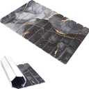 Large Stone Dish Drying Mat for Kitchen Counter, 24"16" Black Marble Quick Drying Mat with Sanding Pads Non-Slip Roll Up Absorbent Diatomaceous Earth Mat for Dishes Bottles Cups