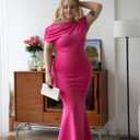 YMDUCH Women's Elegant Sleeveless Off Shoulder Bodycon Long Formal Party Evening Dress (Pink, L)