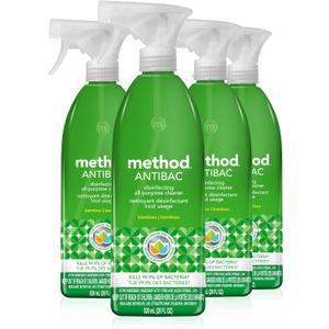 Method Antibacterial All-Purpose Cleaner Spray, Bamboo, Kills 99.9% of Household Germs, 28 Fl Oz (Pack of 4)