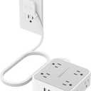 TESSAN Surge Protector Power Strip, 5 Ft Flat Plug Extension Cord with 3 USB (1 USB C) 8 Outlets, 1250W, 900J Protection, 3 Sided Outlet Extender with Power Switch for Office, Dorm Room, Grey