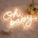 Oh Baby Neon Sign for Backdrop - USB LED Wedding Decoration with Dimmer | Baby Shower Backdrop Light, Nursery Neon Light | Flexible LED Strip and Acrylic Material | 16.54 x 10.63 inch