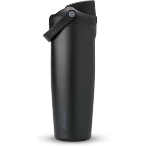 Owala FreeSip Sway Insulated Stainless Steel Water Bottle with Two-Way Spout, Built-In Straw and Bucket Handle, Made for Travel, School, and Sports, 30oz, BPA Free, Leak Proof, Very, Very Dark