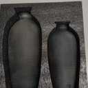 PORCER Ceramic Vases for Home Decor, Black Bronze Ceramic Vase Set of 2, Vintage Minimalist Decorative Vase for Table Centerpiece Dining Living Room Office House Nightstand Fireplace Decoration