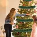 50FT Green Artificial Christmas Garland with Bendable Metal Wire, 2 Pack Non-Lit Soft Pine Greenery Garland for Indoor or Outdoor Decor, Holiday Wedding Party Decoration for Stairs Mantle Door