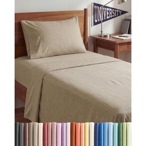 Twin XL Size 3 Piece Sheet Set - Comfy Breathable & Cooling Sheets - Hotel Luxury Bed Sheets for Women & Men - Deep Pockets, Easy-Fit, Soft & Wrinkle Free Sheets - Heathered Beige Oeko-Tex Bed Sheets