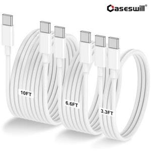 3-Pack Grey [3.3FT+6.6FT+10FT] 60W USB C to USB C Cable, Type C Fast Charging Cable for iPhone Air 17 16e 16 15 Pro Plus Pro Maxï¼Œfor Galaxy S25, for iPad Pro/Air/mini, for MacBook Pro/Air and More
