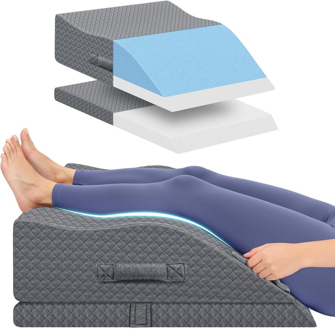 Elevation Pillows for Leg After Surgery, Memory Foam Adjustable Wedge Pillow for Injury or Rest, Ankle Pillow for Sleeping Blood Circulation Grey/Double Leg