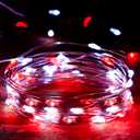 3-Pack Red and White Fairy Lights Battery Operated with Timer, Waterproof 16FT 50 LED String Lights Outdoor Indoor, Christmas Lights for Bedroom Home Wedding Birthday Xmas Parties and Centerpieces