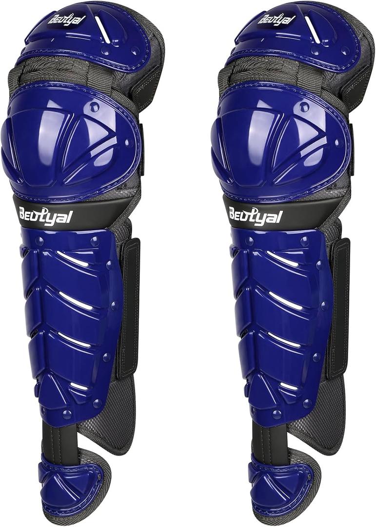 Baseball Softball Catcher Leg Guards Shin Guards for Youth Adult (12"-Youth Blue)