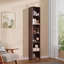 6 Cube Walnut Book Shelf, Tall Bookcase for Home Office Bedroom Living Room, 12.3(W) x 11.6(D) x 71.8(H) 