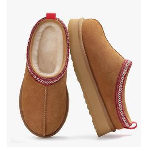 Genuine Suede Platform Slippers for Women Fuzzy Winter Warm Shoes Indoor Outdoor size 11