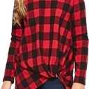 Ecokauer Girls Casual Long Sleeve Shirts Knot Front Tunic Tops Tees Blouses for Children Fashion Clothes (Red, M)