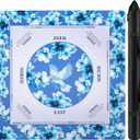 Xmoiqer Mahjong Mat for Table 31.5x31.5Inch, Anti-Slip, Noise-Reducing American Mahjong Mat with Rules, Mahjong Table Mat with Carry Bag, Neoprene Mahjong Mat for Poker, Cards, Board.(Blue)