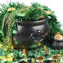St Patrick's day Decorations Candy Cauldron Kettle Set with Lucky Shamrock Plastic Coins Shamrock Garlands for St Patty Decorations, St. Patricks Day Party Favor