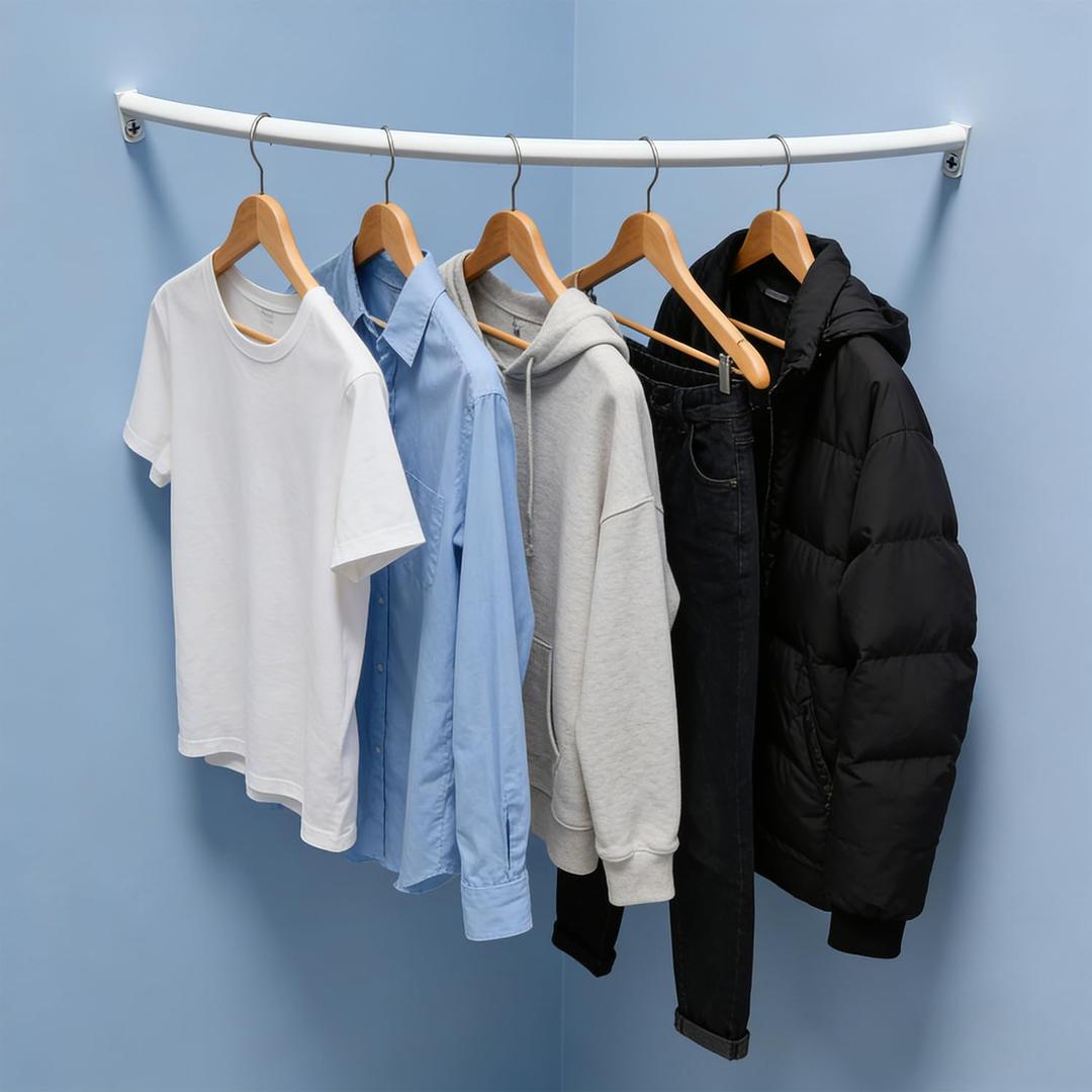Wardrobe Assistant Corner Hanging Bar, Heavy Duty Industrial Pipe Garment Rack,Wall Mounted Corner Clothing Rack,Corner Hanging Bar,for Office Entryway Bedroom,White,40x40cm