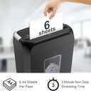 Bonsaii Paper Shredder for Home Use, 3.4 Gal Wastebasket, 6 Sheet Crosscut Paper Credit Cards, Staples, and Clips Shredder for Home Office Use, Portable Handle Design (C237-B New Version)