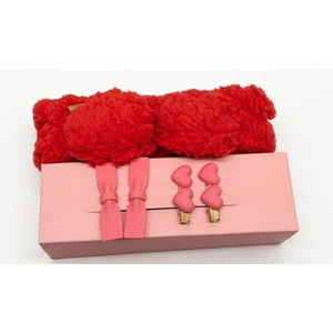 Valentine’s Day Red Plush Headband & Pink Hair Clip Gift Set (5-Piece)