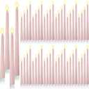 Rossesay Flameless LED Taper Candles Battery Operated Candles 4 Sizes of 8.5'', 9.65'', 10.83'', 12.8'' Flameless Candlesticks Flickering for Halloween Christmas Church Wedding(Dusty Pink), Amount Unknown