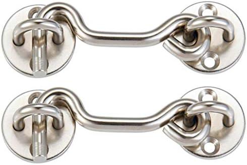 Raswik (1 Pack) 4" Privacy Hook and Eye Gate Latch Easy Lock for Sliding Barn Door, Satin Brushed Nickle