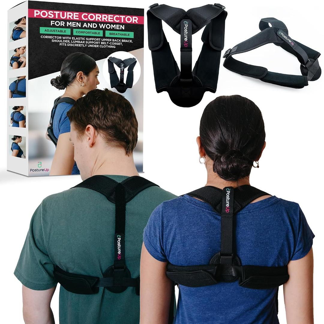 PostureUp Posture Corrector Back Support Brace for Women & Men, Fully Adjustable Clavicle Brace for Upper Back Pain Relief, Invisible Thoracic Breathable Upper Spine Support and Hunching- Washable