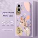 LEECG for iPhone 17 Air Case, Liquid Silicone with Floral Pattern Design