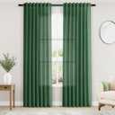 Green Linen Blend Drapes 84 Inch Length 2 Panels Set Back Tab Rod Pocket Light Filtering Privacy Semi Sheer Textured Curtains Neutral Farmhouse Decor Curtains for Living Room Bedroom 52x84 (52"W x 84"L (Pack of 2))