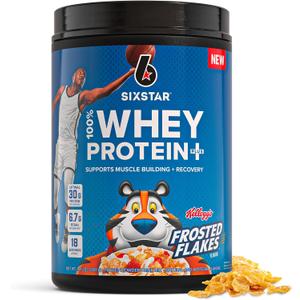 Six Star Whey Protein Powder Plus - Muscle Building & Recovery Formula with Whey Isolate Powder, BCAAs, 30g Protein, Immune Support - Post-Workout Supplement - Kellogg’s Frosted Flakes Flavor, 1.8 lbs (EXP 02/01/28)