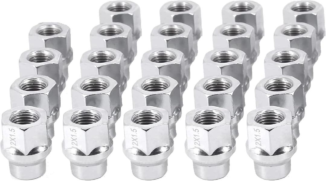 12x1.5 Chrome Extended Thread Lug Nut, 24PCS M12x1.5 ET Open Ended Lug Nuts 7mm Shank Aftermarket Wheels