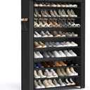 SONGMICS Shoe Rack, 9 Tier Shoe Organizer with Nonwoven Fabric Cover, Shoe Storage Shelf for 40-50 Pairs of Shoes, Entryway, Suitable for Sneakers, High Heels, Flats, and Boots, Black URXJ36HV1