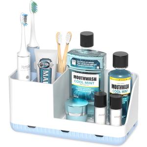 Toothbrush Holders for Bathroom Counter - Detachable Bathroom Organizer and Storage Electric Toothbrush and Toothpaste Holder, Bathroom Decor Accessories for Countertop, Shower, Sink