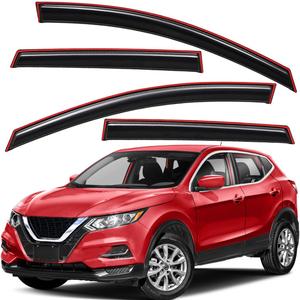 Lightronic Extra Durable Clip-on in-Channel Auto Vent Window Visor, Fits 2017-2022 Nissan Rogue Sport, UV Protection Rain Guard, Original Wind Deflector, No-Drill Easy Install, Dark Smoke, 4-Pcs