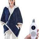 Westinghouse Wearable Heated Throw Blanket, Electric Heated Wrap Poncho Shawl with Pockets, 6 Heating Levels & 2 to 10 Hours Time Settings, 50 x 60 Inch, Navy