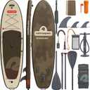 Retrospec Weekender Plus 10' Inflatable Stand Up Paddleboard Double Layer PVC iSUP Bundle w/Carrying case, 3 Piece Adjustable Aluminum Paddle, 3 Removable fins, Pump, and Cell Phone case