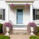 ZFProcess Artificial Hanging Flowers for Outdoors, 2 Pcs Fake Hanging Plant Spring Summer Decor, UV Resistant No Fade Realistic Faux Flower for Front Door Porch Planter Patio Garden Yard(Purple)